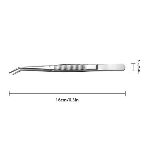 Stainless Steel Tweezers, with Curved Serrated Tip Multipurpose Sewing Machine Tweezers Forceps for Craft Repairing (5PCS)