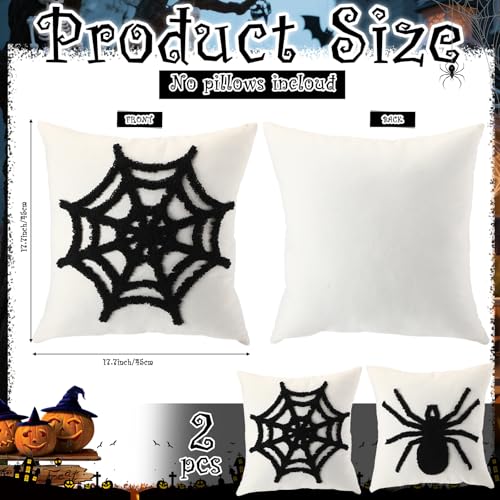 Halloween Pillow Covers 18x18 Inch Spider Web & Spider Pattern Set - Fall Decor