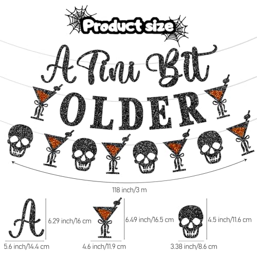 Halloween Birthday Banner with Skull & Cocktail Design - Spooky Party Decorations