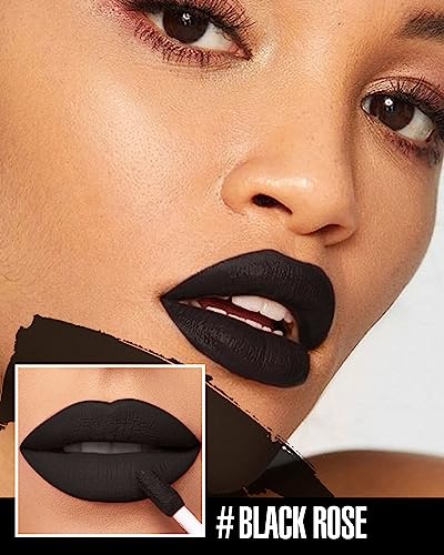 Black Matte Liquid Lipstick - Long Lasting, Smudgeproof, Vegan, 1 Ounce - 911 Black Rose