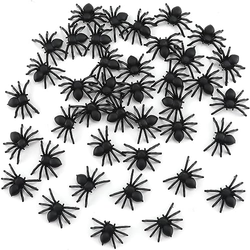 50pcs Realistic Halloween Spider Decorations - Scary Fake Spiders for Haunted House & Party Favors