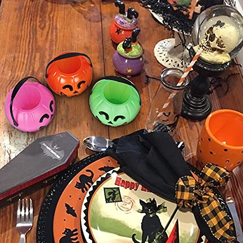 Mini Halloween Pumpkin & Cauldron Buckets, 12-Pack - Candy & Decor Set