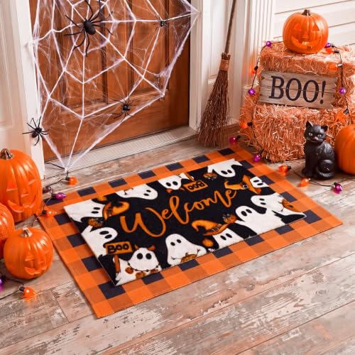 Halloween Ghost Welcome Door Mat - Outdoor Rug for Front Porch - Variation: Ghost