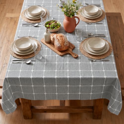 Horaldaily Rustic Plaid Table Cloth - Gray 60x84 Inch Rectangular Home Decor