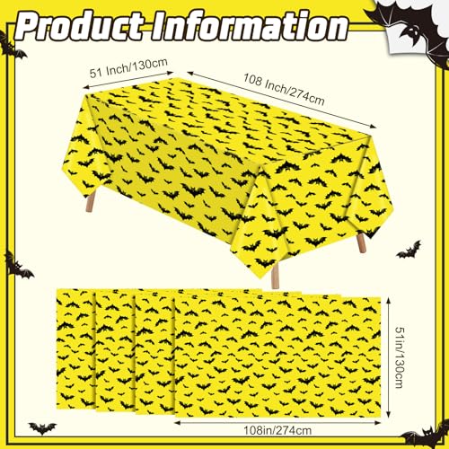 Halloween Bat Tablecloth Set - Disposable 4-Pack for Party Decor