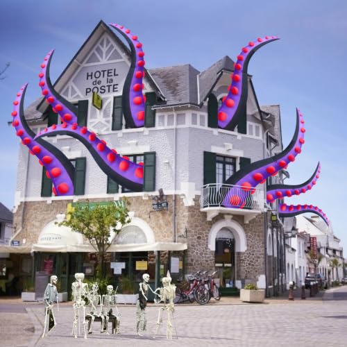 Purple Halloween Inflatable Octopus Tentacles 14FT Giant Yard Decoration with LED Lights