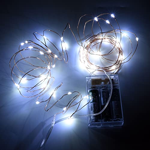 Battery Operated String Lights 16Ft Christmas Fairy Lights Indoor Outdoor with 8 Flashing Modes - White 10 Pack