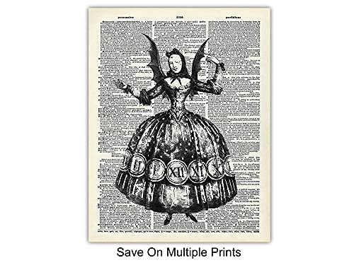 Gothic Bat Wall Art Prints - Skeleton Steampunk Decor for Home, Office & Halloween