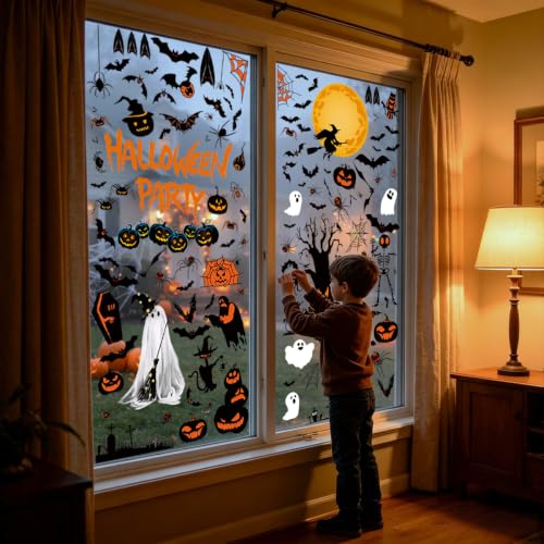 Halloween Window Clings - 9 Sheets Halloween Decorations Window Stickers - Halloween Party