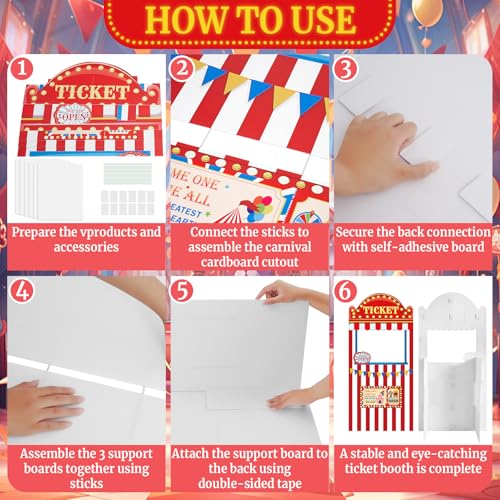 5.6Ft Carnival Ticket Booth Photo Prop Standup - Halloween Decorations