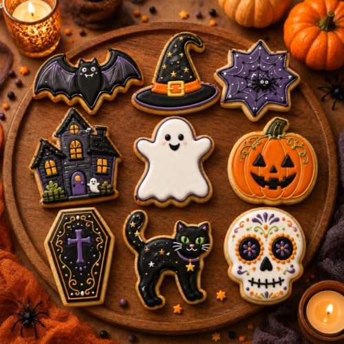 Halloween Cookie Cutter Set 9 Pcs Stainless Steel Shapes for Baking Party