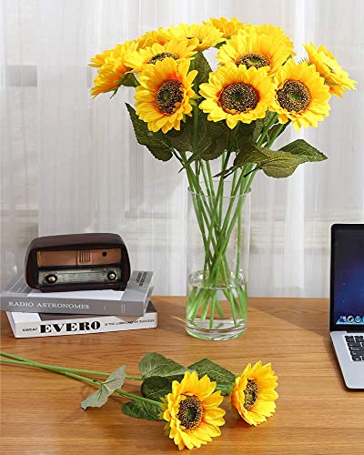 Yellow Sunflower Artificial Flowers 12Pcs, 23.62 Inch Long Stem for Home Wedding Decor