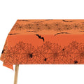 Halloween Spider Web Bat Tablecloth 60x104 Inch Rectangular Orange Washable Decor