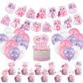 Cat Birthday Party Decorations Set with Banner, Cake Toppers, Balloons & Ribbons