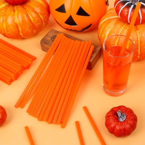 Orange Halloween Pumpkin Drinking Straws Bulk 60pcs - Party Beverage Accessories