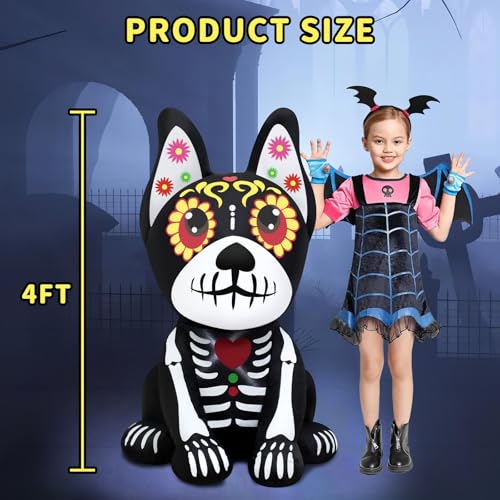 4FT Halloween Inflatable Skeleton Dog Outdoor Decoration - Skull Dog Variant