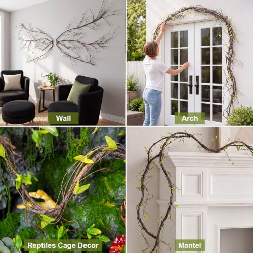 Artificial Tree Branches Set - 2 Pcs 106-118 Inch Long Flexible Vines for Halloween Decor