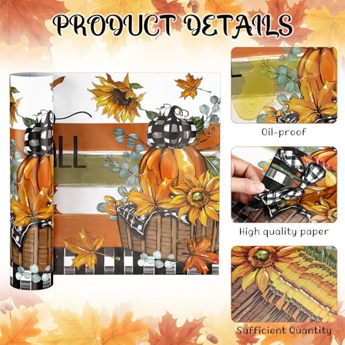 Fall Disposable Paper Placemats - 100 Pack for Thanksgiving & Autumn Dining