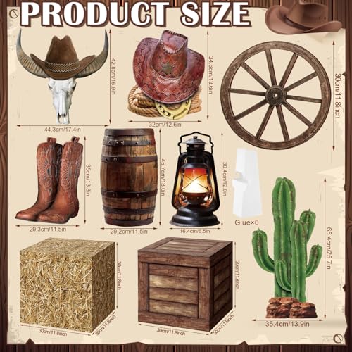 Western Cowboy Party Decorations Set - 16 Pieces, Cowgirl Birthday Supplies - Classic Variation