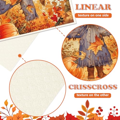 Fall Swedish Dishcloth Set - 6 Absorbent Cotton Kitchen Towels with Rustic Autumn Designs