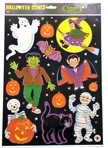 Halloween Window Stickers Clings Pack - Pumpkins, Ghosts & More