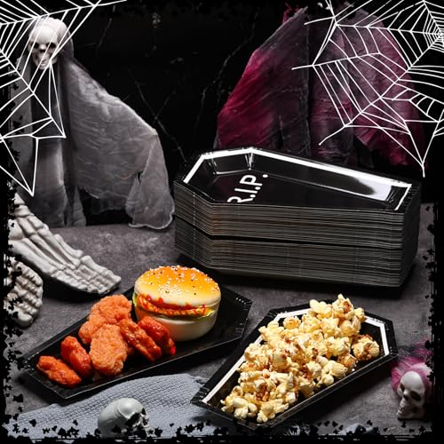 Halloween Coffin Paper Plates - R.I.P. Style, 100 Pack, Party Tableware