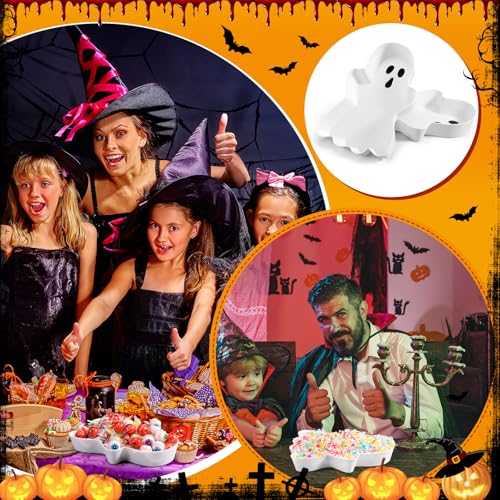 Halloween Ghost Candy Bowls Set - Spooky Boo Plastic Serving Trays, 2 Pieces