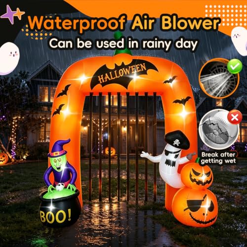 12FT Halloween Inflatable Archway Decoration for Outdoor Party, Lights & Stakes