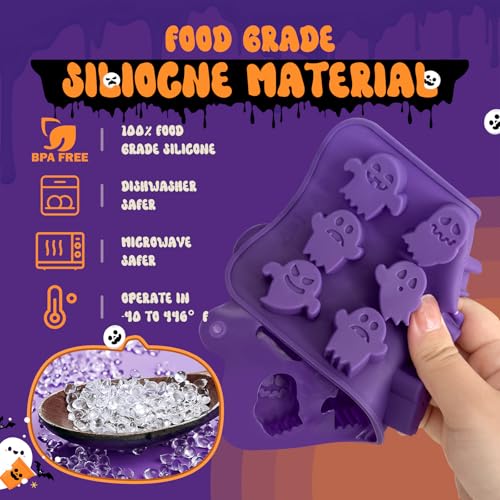 Halloween Pumpkin & Ghost Silicone Molds 2PCS - Food Grade, Oven Safe, Candy & Treat Making