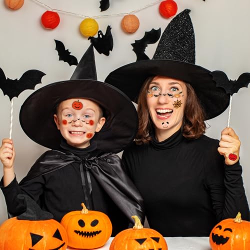 Halloween Freckle Face Tattoos for Kids - 12 Sheets Spooky Designs, Waterproof Party Stickers