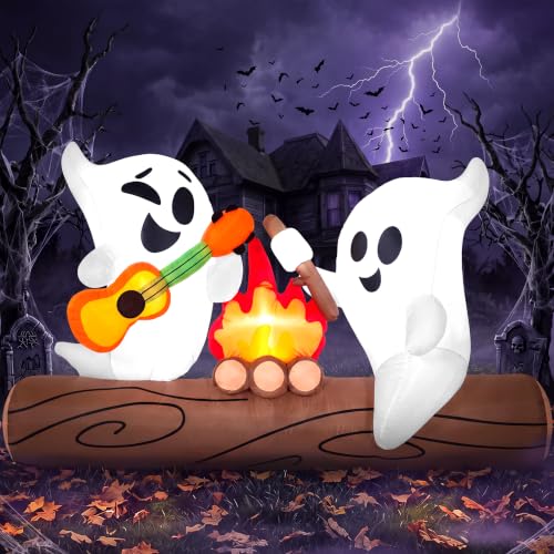 6ft Halloween Inflatable Ghost with LED Campfire Outdoor Decoration