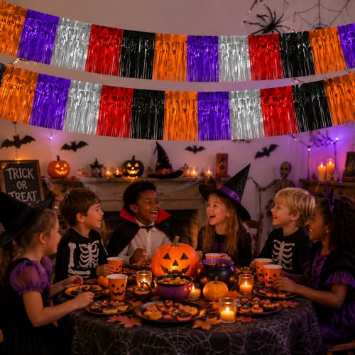 OHOME Halloween Party Decorations - Trick or Treat Streamer Backdrop Banner 10FT - Red & Black