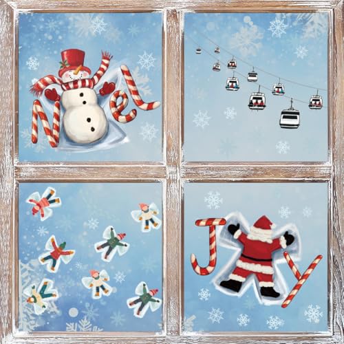 Winter Christmas Window Cling Stickers - 57 PCS Holiday Decor for Glass & Mirrors