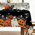 Halloween Tablecloth 60x84 Inch Rectangular Black Ghost Pumpkin Bats - Halloween Decor