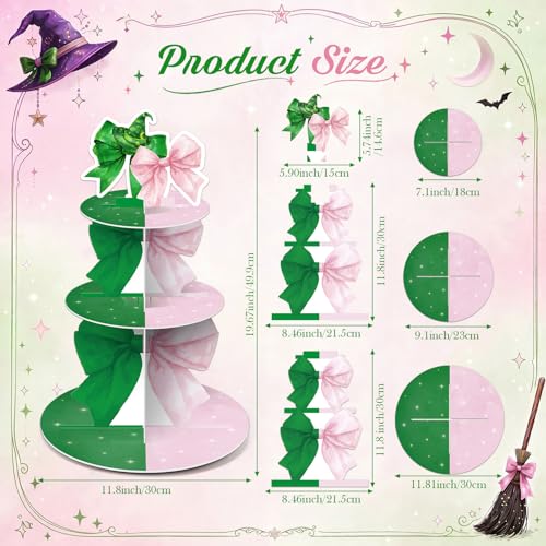 Witch Cupcake Stand 3 Tier Pink Green Party Decoration - Variation of THIS listing
