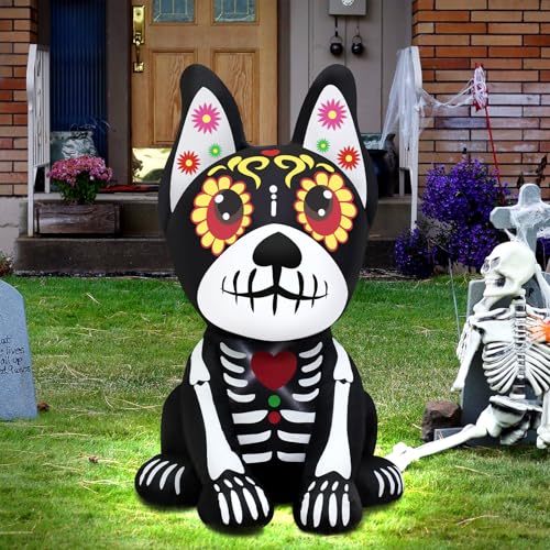4FT Halloween Inflatable Skeleton Dog Outdoor Decoration - Skull Dog Variant