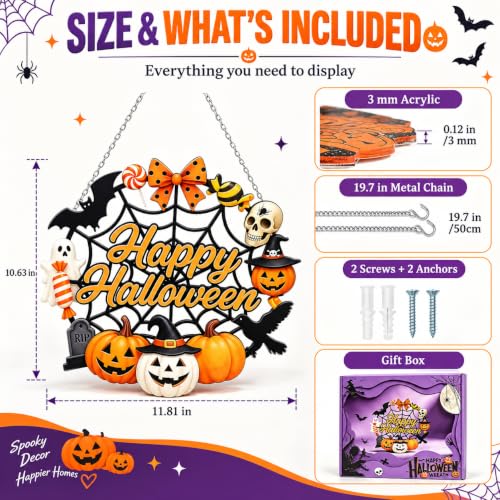 Halloween Door Sign Acrylic Hanging Welcome Sign - Ghost Spider Variation