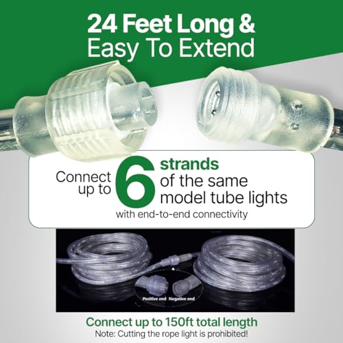 2 Pack Clear Incandescent Rope Lights 24ft Waterproof Connectable Decor