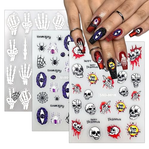 Halloween Nail Art Stickers - Pumpkin Skull Ghost Bat & Spider Web Design - Variation of THIS Listing