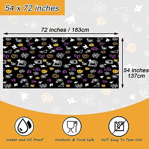 Halloween Spider Web Tablecloth Pack - 54 x 72 Inch Plastic Rectangles for Party Decor