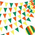 Fabric Bunting Banner - 40Ft Green, Orange & Yellow Triangle Flags for Party Decor