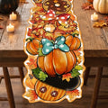 Fall Table Runner 13x72 Inch Orange Gingham Thanksgiving Home Decor - Variation of 13"x72" Shaped
