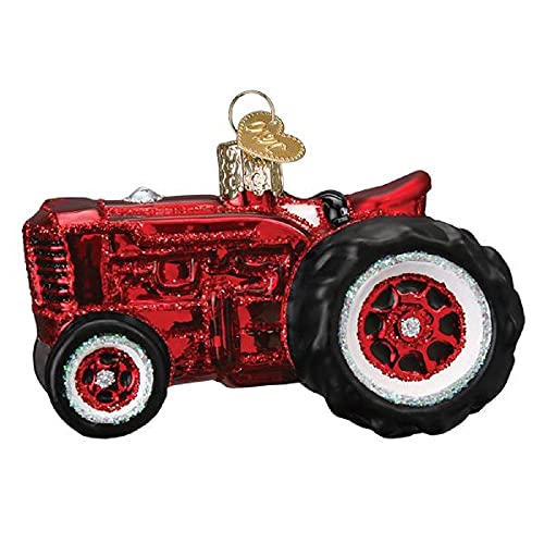 Farm Tractor Glass Christmas Ornament Handcrafted Holiday Decor