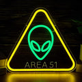Alien Neon Sign - Area 51 LED Wall Decor with UFO Green Alien & Triangle Frame - Gamer Room & Man Cave Lighting - Variation: Alien