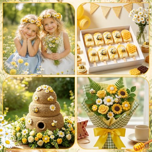 Bee Cake Topper 19-Piece Honeybee & Honeycomb Cake Decorations - Variation 4