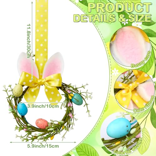 Mini Halloween Egg Wreaths Set of 4 - 3.5 Inch Front Door Decor