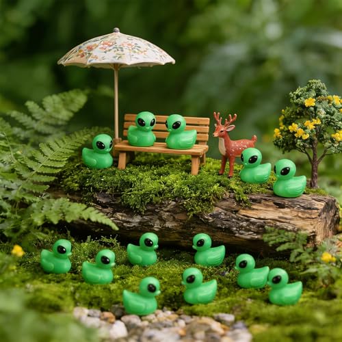 200 Pack Luminous Green Alien Duck Figurines for Party Favors and Decorations
