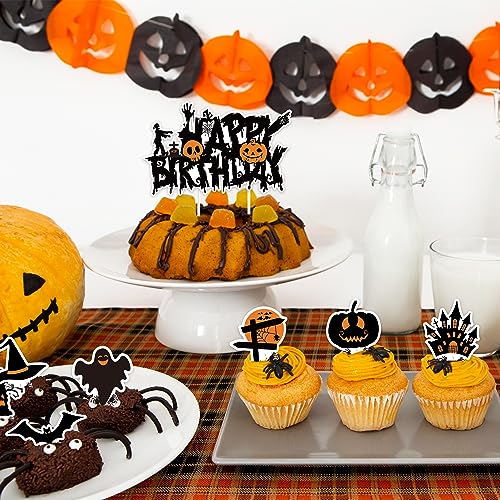 Halloween Cake Toppers 73PCS Set Horror Theme Decorations for Birthday & Party