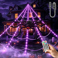 Halloween Spider Web Lights with 78-Inch Giant Spider and 13 Lighting Modes