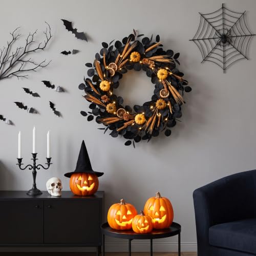 Artificial Black Eucalyptus Garland - 2 Pack, 5.91FT Halloween & Wedding Decor, Indoor Outdoor Faux Vines - Leaf Black